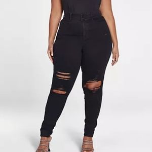 Fashion to Figure FTF High-rise Curvy Fit Skinny, blowout knee Jeans